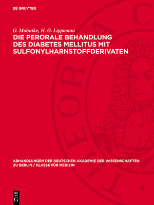 cover image of Die perorale Behandlung des Diabetes mellitus mit Sulfonylharnstoffderivaten